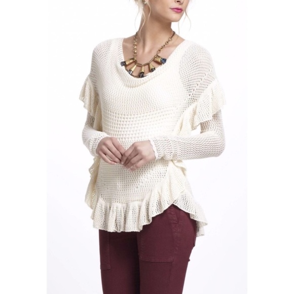 Anthropologie Angel of the North Ruffle Sweater - Picture 1 of 7